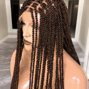 the front view of a mannequin with long Senegalese twist wig