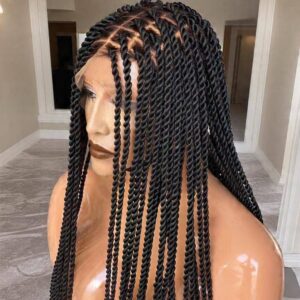 the front view of a mannequin with long Senegalese twist wig